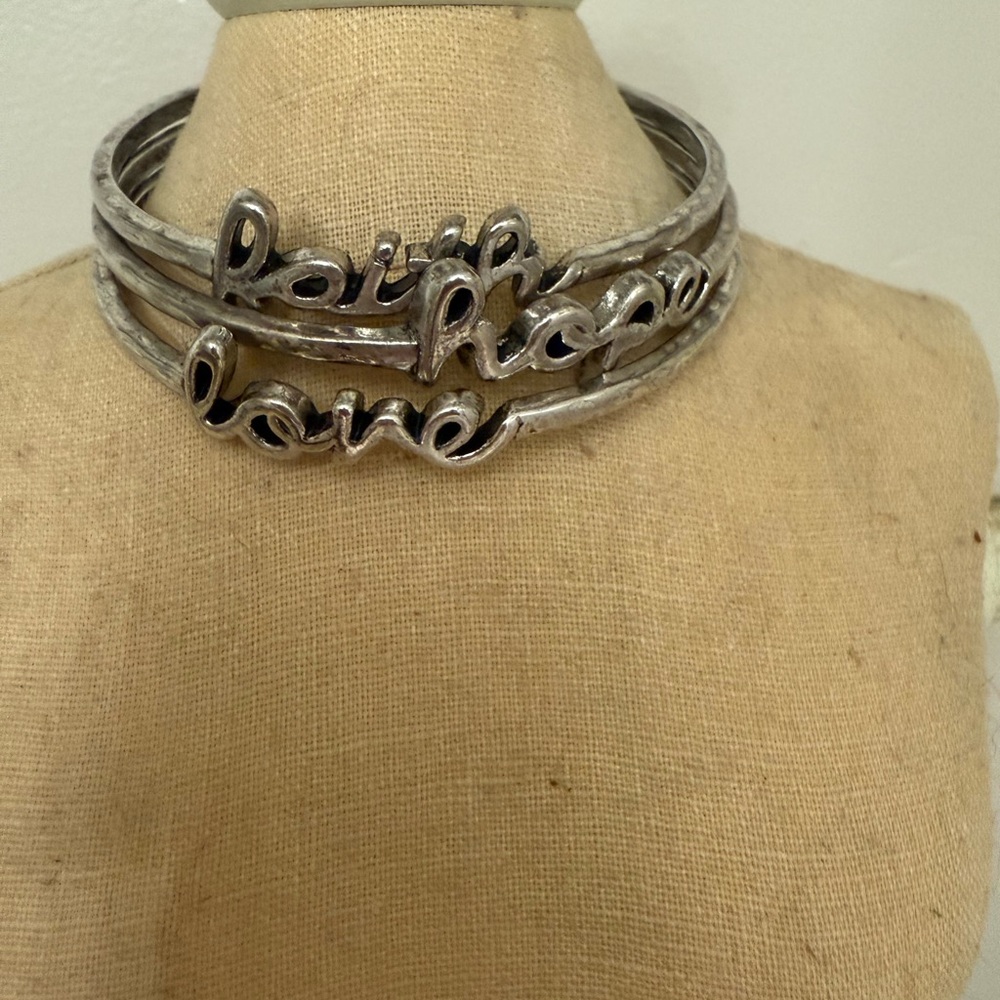 Premier Designs Silver Bracelets with Unique Script Design